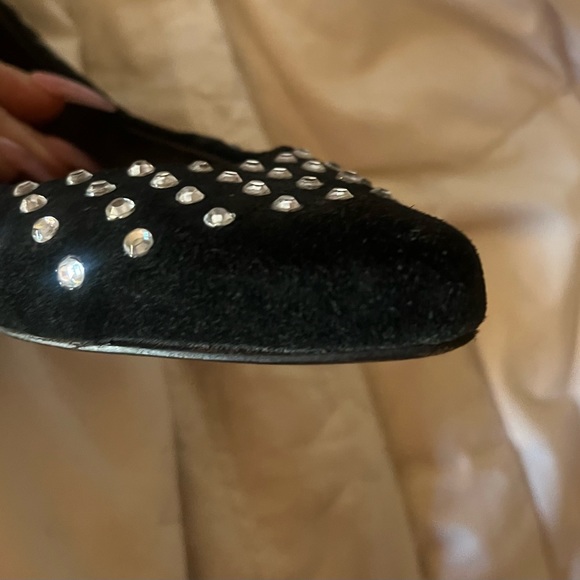 Joie Black Suede Rhinestone Flats | Size 37 - Picture 9 of 12